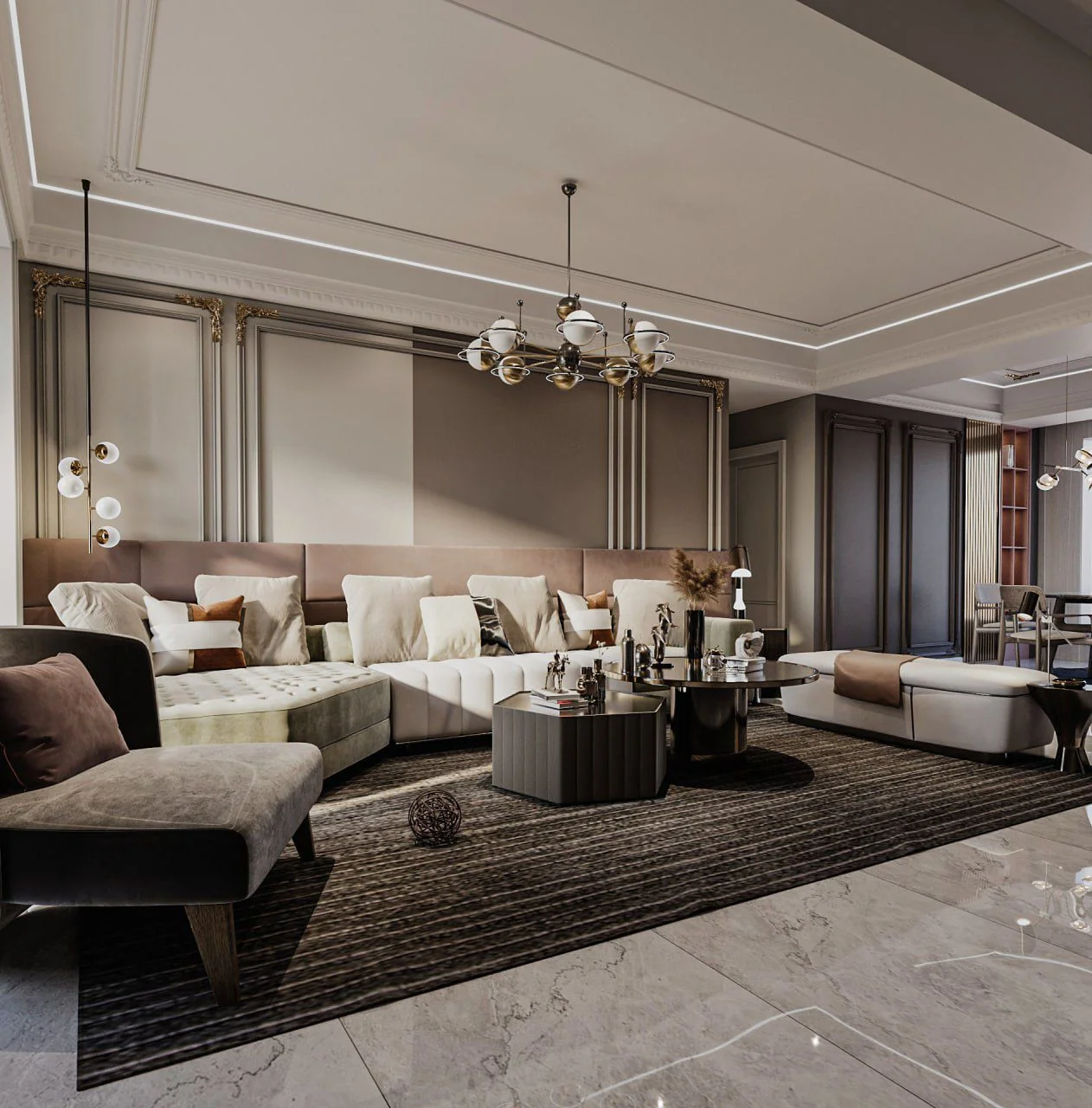 Beytepe Villa Dekoratif Aydınlatma ve Oturma Alanı